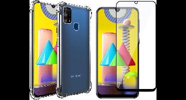 Hoesje geschikt voor Samsung Galaxy M31 - Screen Protector FullGuard - Back Cover Case ShockGuard Transparant & Screenprotector