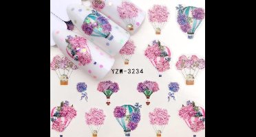Hiden - Flower Balloons - Nail Art - Decoraties - Water transfer Nagel stickers - Beauty & Make-up - Nagelvormen - Nail Art tools - 19 stickers