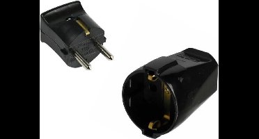 TQ4U set stekker + contrastekker | met randaarde | rechte stekker | zwart