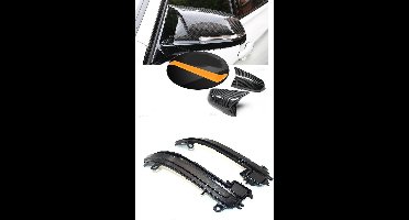 Bundel Set - Carbon look Wing Spiegel en Dynamische Led Spiegel Knipperlichten - Geschikt voor BMW