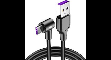 USB-C haaks naar USB-A snellaadkabel - USB2.0 - tot 3A / zwart - 3 meter