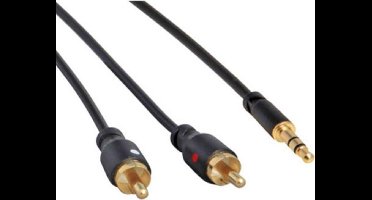 3,5mm Jack - Tulp stereo audio slim kabel - zwart - 1,5 meter