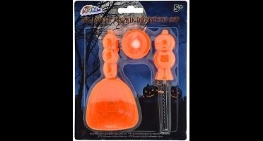 Halloween pompoen decoratieset - Waxinelichtje - Schepje - Zaagje