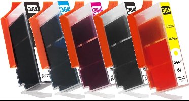 Huismerk Cartridges 364XL Geschikt voor HP Set van 5 stuks. 1 x ZWART BREED, 1 x ZWART SMAL, 1 x CYAAN, 1 x MAGENTA, 1 x GEEL. Geschikt voor de printer met 5 inktpatronen!!