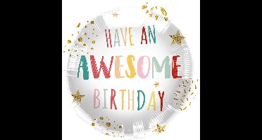 Folat - Folieballon 'Have An Awesome Birthday!' Retro - 45 cm