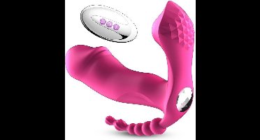 Power Escorts - Meest komplete Silicone Panty Vibrator - tevens Luchtdrukvibrator - Op en neer -  USB Rechargeable - 7 Vibrations - Heating - 7 Frequency Of Sucking - Luxury Giftbox - Pink