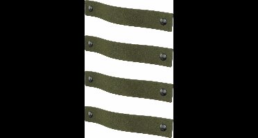4x Leren handgrepen 'platte greep' - maat L (22,2 x 2,5 cm) - SUEDE OLIVE - incl. 3 kleuren schroefjes (handgreepjes - leren grepen - greepjes - leren lusjes)