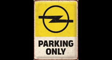 Opel Parking Only.  Metalen wandbord in reliëf 30 x 40 cm.