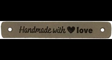 Durable Leren Label – “Handmade with Love” (7x1 cm) – Set van 2 Stuks