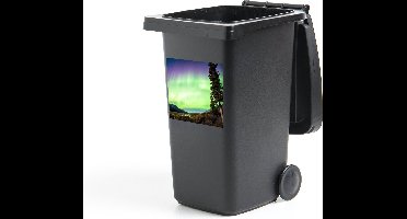 Container sticker Noorderlicht - Boom - Berg - Natuur - 40x40 cm - Kliko sticker