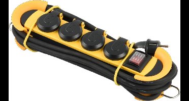 Philips 4-voudige Stekkerdoos - SPN5140YB/39 - 230V - Geel/Zwart - IP44 Stof- en Spatwaterbestendig - Binnen en Buiten