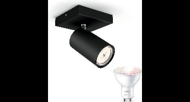 WiZ Kosipo Opbouwspot (Zwart) - Wit en Gekleurd Licht - Wandspot of Plafondspot met 1 Lichtpunt - GU10 - Te bedienen via WiFi