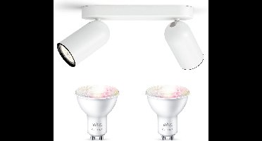 WiZ Pongee Opbouwspot (Wit) - Wit en Gekleurd Licht - Plafondspot met 2 Lichtpunten - GU10 - Te bedienen via WiFi