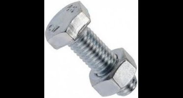 Tapbout met moer. M5 x 20mm. lang. Verzinkt . 6 stuks Bouten. Homefix.