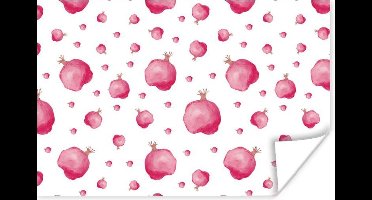 Poster Granaatappel - Roze - Sjablonen - Waterverf - 30x20 cm