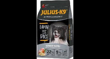 Julius-K9 Senior – Hypoallergeen hondenvoer met lam & rijst – Hondenbrokken voor oudere honden met gevoelige spijsvertering – 12kg