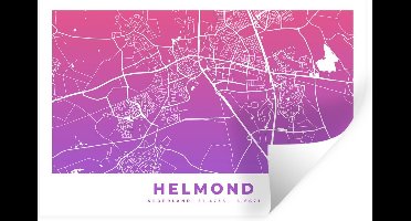 Muurstickers - Sticker Folie - Stadskaart - Helmond - Paars - Nederland - 30x20 cm - Plakfolie - Muurstickers Kinderkamer - Zelfklevend Behang - Plattegrond - Zelfklevend behangpapier - Stickerfolie