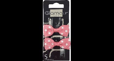 Haarclips met strik Roze 2st