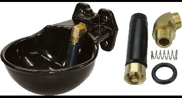 Excellent Drinkbak + staaf - 1,7 Liter - Drinkbak met leidingklep G51 - gemailleerd - Waterbak G51 - Drinkbak boerderijdieren - Zwart