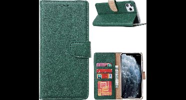 Hoesje Geschikt voor iPhone 13 Mini bookcase Met 2 stuks screenprotector temperede glass – Groen