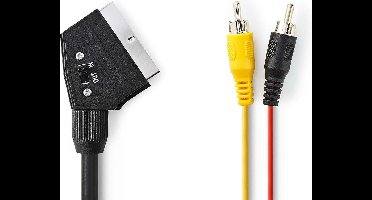 Nedis SCART-Kabel - SCART Male - 2x RCA Male - Vernikkeld - Schakelbaar - 480p - 2.00 m - Rond - PVC - Zwart - Polybag