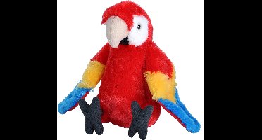 Wild Republic Pluche Papegaai/Ara - knuffel vogel - 20 cm - bos vogel knuffel