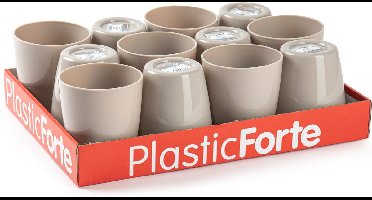 PlasticForte Drinkglazen - 48x - taupe - kunststof - 400 ml - herbruikbaar - sapglazen - waterglazen