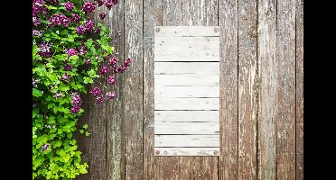 Tuinposter Planken - Wit - Hout - Brocante - 30x60 cm - Tuindoek