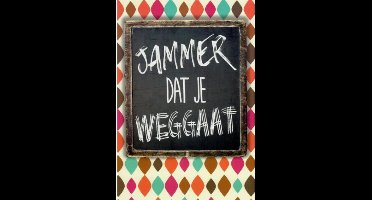 Jammer dat je weggaat! Een luxe wenskaart met een kleurrijke achtergrond. Een leuke wenskaart om zo te geven of om bij een cadeau te voegen. Een dubbele wenskaart inclusief envelop en in folie verpakt.