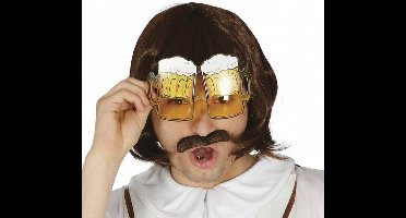 Bril bierglazen geel - Thema feest biertje festival carnaval bierglas party fun