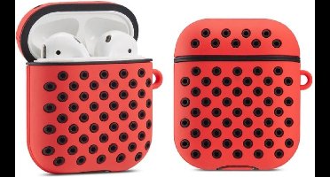Shieldcase Case - beschermhoes geschikt voor Airpods 2 silicone case - case geschikt voor Airpods 2 hoesje - optimale bescherming - rood/zwart