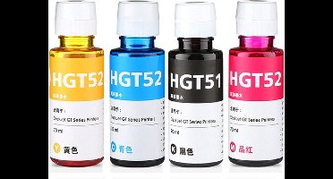 Huismerk vullingen geschikt voor HP Smart Tank Printers type GT51 - GT52 - Set van 4 Stuks - 4 Kleuren – Smart Tank vullingen, Refill inkt