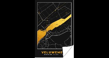 Poster Kaart - Plattegrond - Stadskaart - Nederland - Goud - Veluwemeer - 20x30 cm