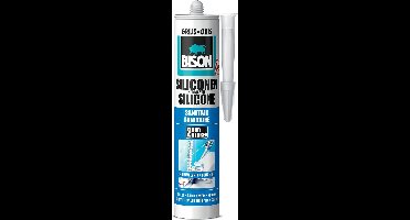Bison Siliconenkit grijs koker 300 ml - waterbestendige kit, sanitaire afdichting, ongevoelig voor schimmel, kleurvast, blijvend elastisch, makkelijk verwerkbaar
