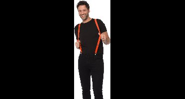 Partychimp Bretels Neon Oranje Carnavalskleding Heren WK Voetbal Oranje Kleding Carnaval Accessoires - 3 cm Breed - Neon Oranje - Polyester