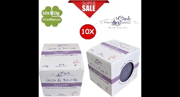 Savon De Marseille zeep 10x300g glycerine en provinciaalse LAVENDEL origineel Frans zeepblok CUBE La Cigale