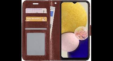 Hoesje - Met Pasjeshouder - Geschikt voor Samsung Galaxy A13 4G - Luxe Bookcase Portemonee - Flip Case - Kunstleer Book Case - Flipcase - Book Cover - Walletcase - Portemonneehoes - Bruin