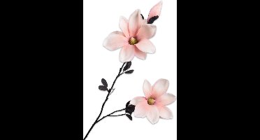 Silk-ka Kunstbloem-Zijde Magnolia Tak Roze-Wit 86 cm