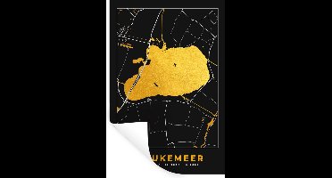 Muurstickers - Sticker Folie - Friesland - Goud - Kaart - Plattegrond - Stadskaart - Tjeukemeer - 20x30 cm - Plakfolie - Muurstickers Kinderkamer - Zelfklevend Behang - Zelfklevend behangpapier - Stickerfolie