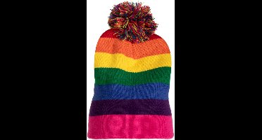 Regenboogmuts - Verkleedhoofddeksel - Verkleedaccessoires - Verkleedkleding - Volwassenen - Gay pride - Dames - Heren - Gebreid - Acryl - multicolor