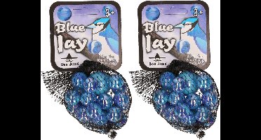 Speelgoed knikkers Blue Jay - 42x - 21 stuks - knikkerset voor kinderen - glas - 2 formaten