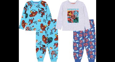 2x Blauwe-grijze pyjama met lange mouwen - MARVEL / 74
