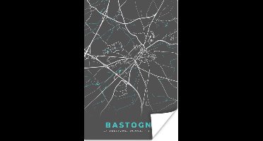 Poster Kaart – Plattegrond – Stadskaart – Bastogne – België - Grijs - 20x30 cm