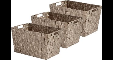 Kast/badkamer opbergmandjes - Set van 3x stuks - beige - 35 x 25 x 20 cm - 10 liter - opbergmandjes