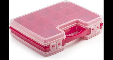 Plasticforte Opbergdoos - roze - kunststof - 28 x 21 cm - met deksel - opbergbox/sorteerdoos