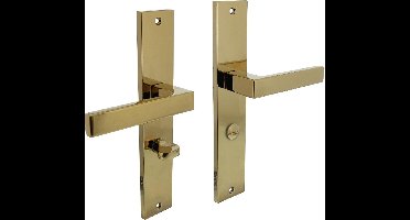 Intersteel Deurkruk Hera op schild 245x45 mm WC63/8 mm messing titaan PVD