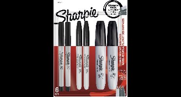 Sharpie - Fine/Ultra-Fine/Chisel Tip - Permanent Markers - Zwart 6 stuks
