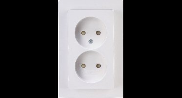 KOPP - Wandcontactdoos - Paris HK05 - Inbouw - 1-voudig Dubbel Stopcontact - Kinderbeveiliging - Arctic Glans Wit