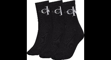 Calvin Klein dames 3P sokken rib logo zwart - 37-41