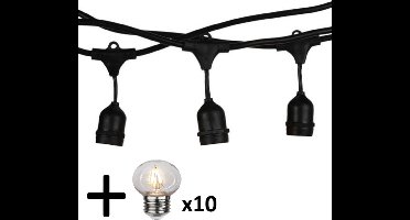 V-tac VT-713 lichtsnoer - 5m - Incl. 10 Filament Kogel LED lampen -Extra Warm Wit- 2700K- Verwisselbare lampen - Waterdicht - Onbreekbaar - koppelbaar